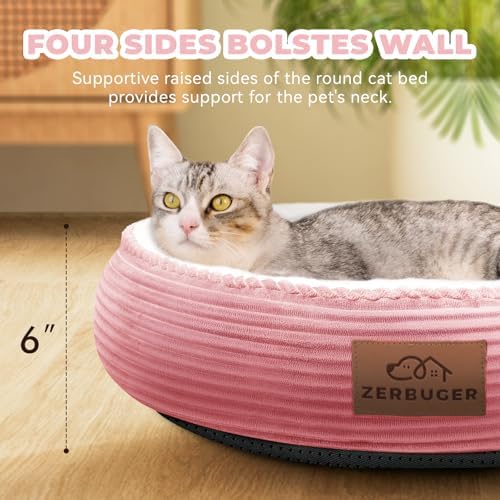 Zerbuger 20in Pink Round Dog Bed Sofa - Image 4