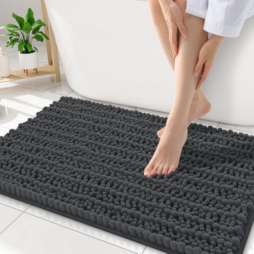 Smiry Bathroom Rugs 34X21, Extra Soft Rubber Backing Chenille Bath Mats by Smiry