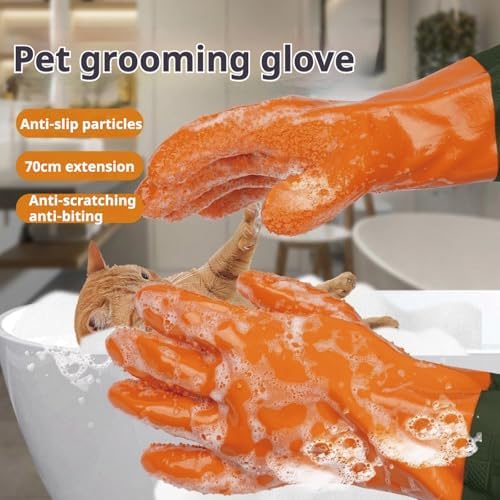 YOFANG 27.6" Extra Long Pet Grooming Bathing Gloves - Image 2
