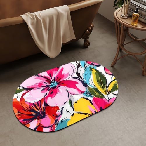 Brightly-Colored-Flowers Super Absorbent Quick-Drying Bathroom Mat Rug - Image 2