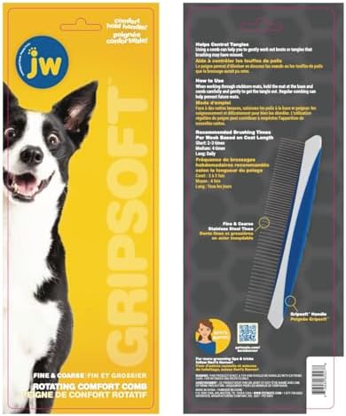 JW Pet Company 8-Inch Gripsoft Rotating Comfort Comb, Fine and Coarse - Image 6