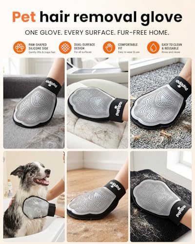 Pet Hair Removal Glove for Dogs & Cats, 2-in-1 Double-Sided Pet Grooming Tool - Image 2