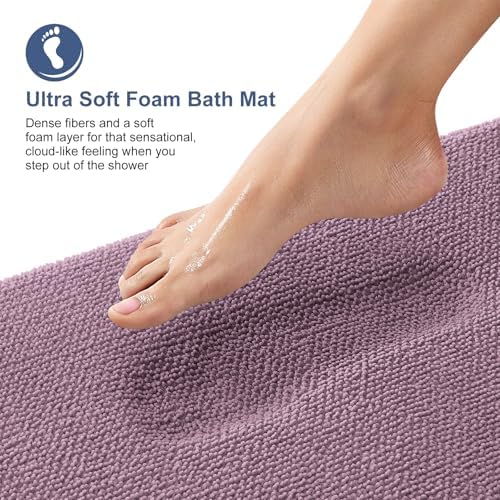 OLANLY Memory Foam Small Bathroom Rugs 24x16, Absorbent Bath Mat, Deep Plum - Image 2