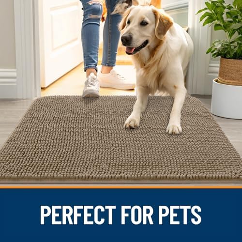 OLANLY Dog Door Mat for Muddy Paws 40x32, Super Absorbent Chenille Mud Mat - Image 6