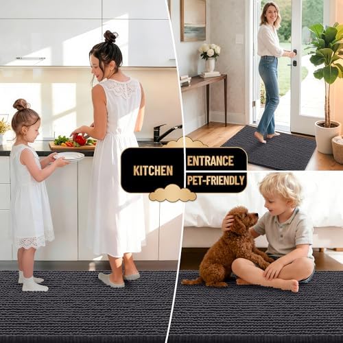 OLANLY Thick Chenille Small Bathroom Rugs Mats 24x16, Dark Grey - Image 6
