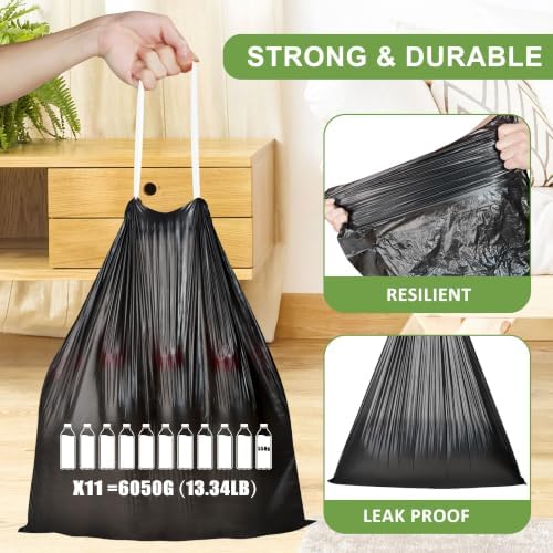 2 Gallon Trash Bags Drawstring, Small trash bags132 Count - Image 5