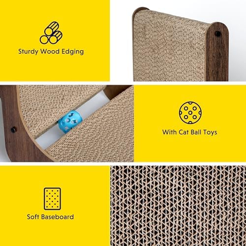 Cat Scratcher with Cat Toys Ball Track, Build-in Ball, L-Shaped Scratcher - Image 7