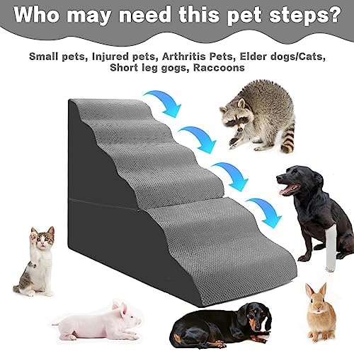 Dog Stairs for High Beds 30-36 Inches Tall, 6-Step Pet Stairs for Small Medium - Image 5