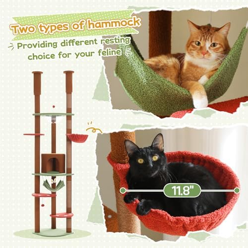 PEQULTI Floor to Ceiling Cat Tree, 92.9-101.6in Adjustable Cat Tower - Image 4