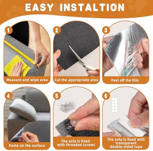 4Pack Cat Scratch Furniture Protector, Self-Adhesive, Dark Gray - Image 5