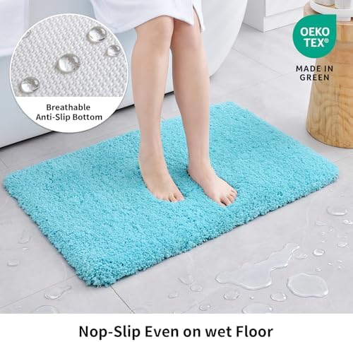 Disolla Teal Bathroom Rugs 24x48, Non-Slip Plush Thick Bath Mat - Image 3