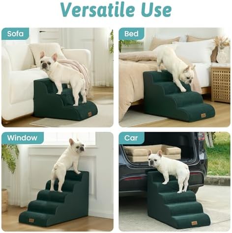 COZY KISS Wide Dog Stairs for Small Dog 19.7" H, 4 Step Pet Ramp for Bed - Image 6