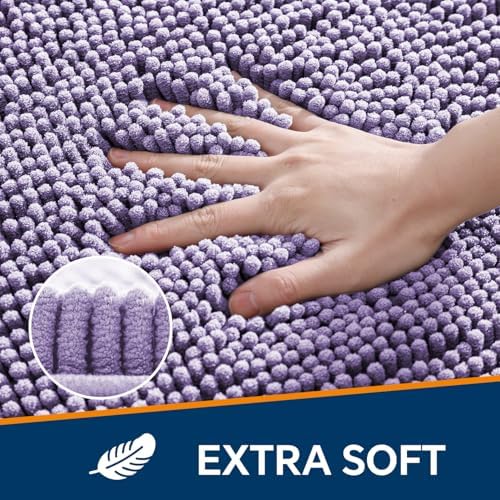 Chenille Bathroom Runner Rug 24"x72" Lavender, Plush Bath Mat - Image 3
