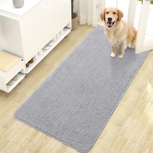 OLANLY Dog Door Mat for Muddy Paws 47x24, Super Absorbent Chenille Mud Mat by OLANLY