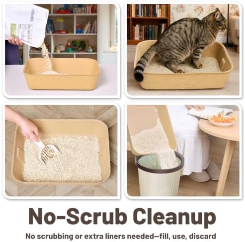 4 Pack Disposable Cat Litter Boxes, Leak-Proof Cardboard Kitty Litter Trays - Image 4