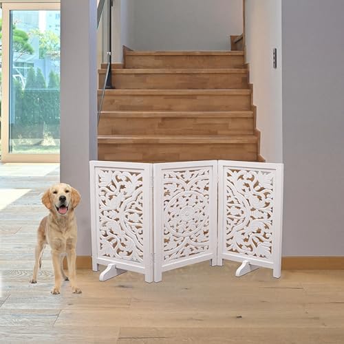 Freestanding Dog Gate 48", Foldable Wooden Pet Barrier - Image 6