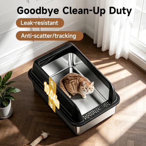 High-Sided Stainless Steel XL Cat Litter Box - Image 7