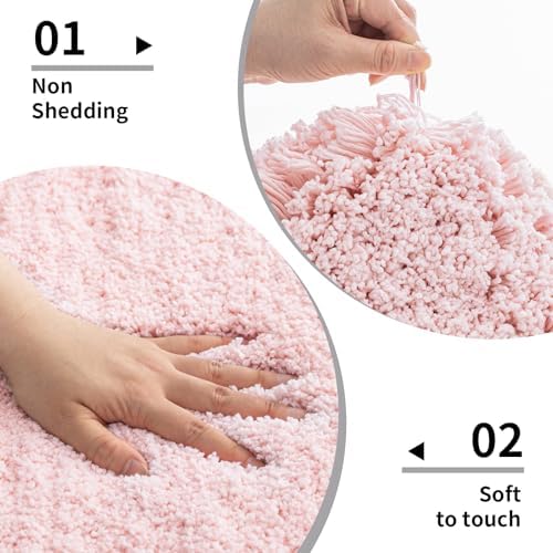Disolla Pink Bathroom Rugs 20x32, Non-Slip Plush Thick Bath Mat - Image 4