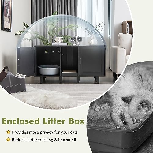 Tangkula Patented Double Cat Litter Box Enclosure - Image 6