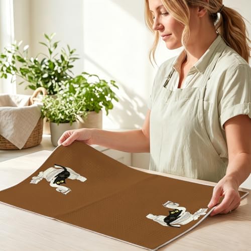 4 Pcs Funny Black Cat Kitchen Towels, Cute Cats Gifts Reusable Dish Towels - Image 6