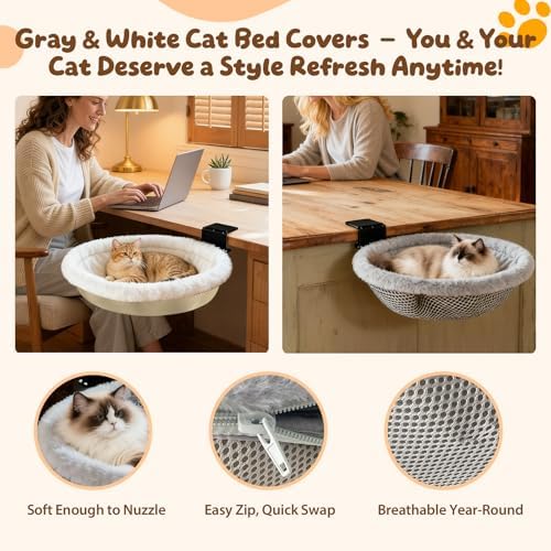 Cat Bed for Desk |2 Machine-Washable Covers |Foldable Cat Bed Desk Mount - Image 3