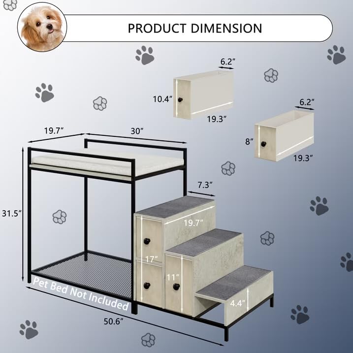 BOSSIN Pet Window Perch with Stairs and 3 Drawers Large Bunk Bed - Image 3