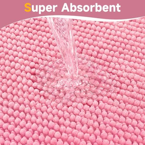 Ophanie Pink Toilet Rugs U-Shaped 24x20, Soft Chenille Contour Bath Mat - Image 5