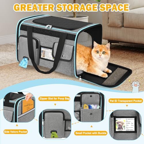 HUANLANG Large Cat Carrier Soft Sided Travel Pet Carrier Airline Approved - Image 2