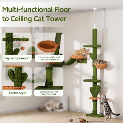Cactus Floor-to-Ceiling Cat Tree, Adjustable Height - Image 3