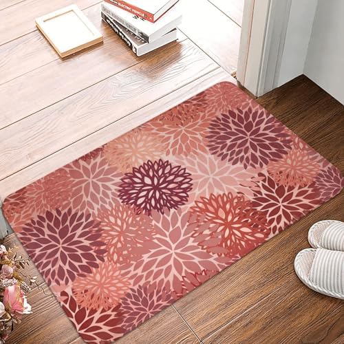 Red Flowers Bath Mat 24x16 Inch Non-Slip Soft Microfiber Bathroom Rugs Washable - Image 6