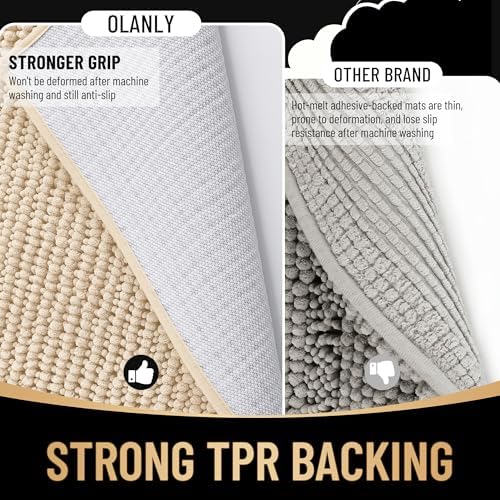 OLANLY Thick Chenille Bathroom Runner Rugs 59x20, Absorbent Bath Mat - Image 5