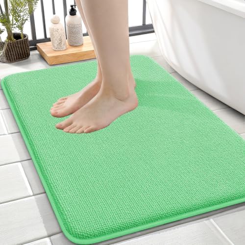 OLANLY Memory Foam Small Bathroom Rug 24x16, Absorbent Bath Mat, Mint Green by OLANLY