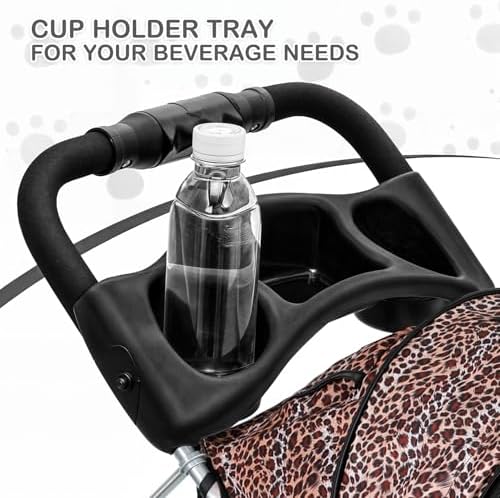 MoNiBloom Pet Stroller for Small/Medium Dogs and Cats, Leopard Print - Image 5