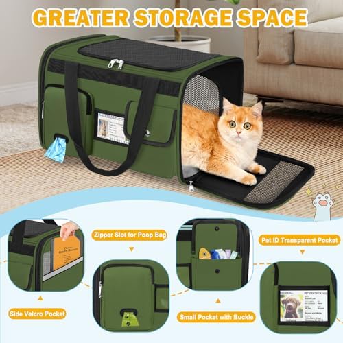 HUANLANG Large Cat Carrier Soft Sided Travel Pet Carrier Airline Approved - Image 3
