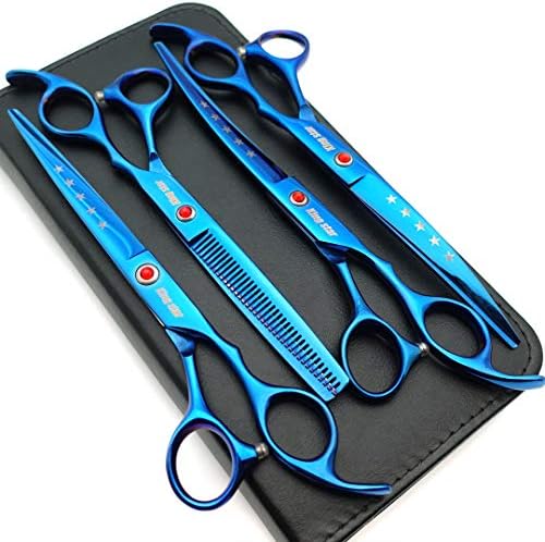 KINGSTAR 7.0in Titanium Blue Professional Pet Grooming Scissors Set, Straight & by Smithking