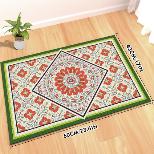 Bohemian Kitty Litter Mat 24"x17", Non-Slip Litter Box Mat, Washable Cat Litter - Image 2