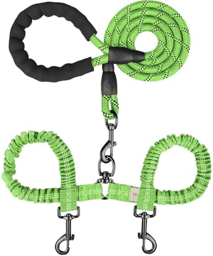 Double Dog Leash, No Tangle Dual Leash, 360° Swivel Tangle Free Bungee by MingXpets