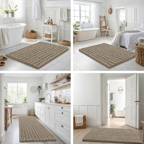 Smiry Bathroom Rugs 47X24, Extra Soft Rubber Backing Chenille Bath Mats - Image 7