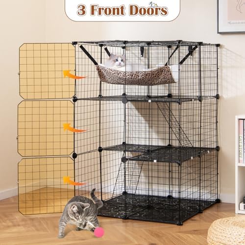 Tangkula Cat Cages Indoor, 3-Tier Cat Enclosure - Image 3