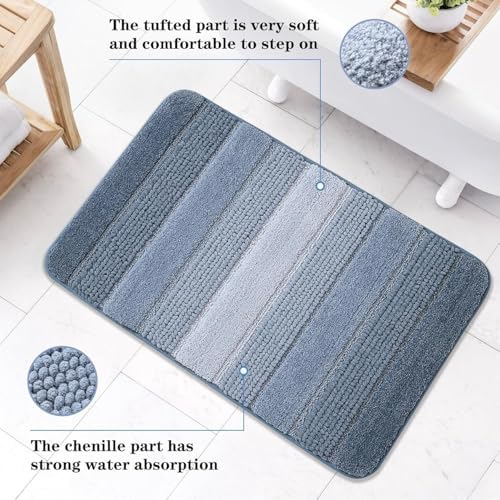 Kmson Ombre Chenille Bathroom Rugs, Ultra Soft Washable Shaggy, Fluffy Thick - Image 3
