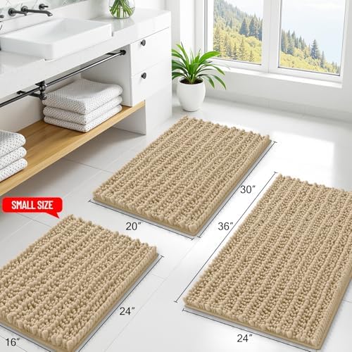 Smiry Bathroom Rugs 30X20, Extra Soft Rubber Backing Chenille Bath Mats - Image 2
