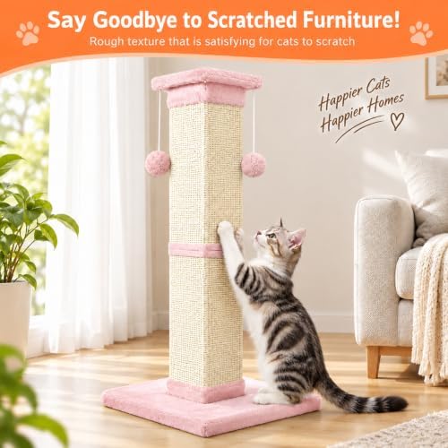 Cat Scratching Post 33 Inch Nature Sisal Cat Scratch Post - Image 3