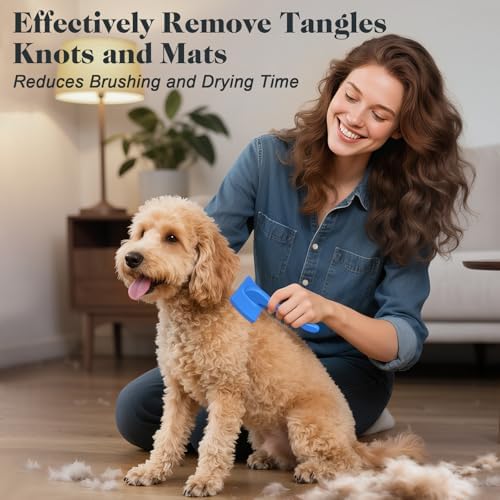 2PCS Slicker Brush for Dogs & Pet Comb, Professional Dog Grooming Brush - Image 2