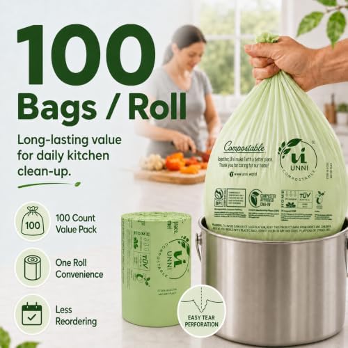 UNNI 2.6 Gallon Compostable Bags, 10 Liter, Extra Thick 0.71 Mil - Image 7
