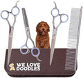Dog Grooming Scissors Kit, Straight & Thinning Shears Set by WeLoveDoodles