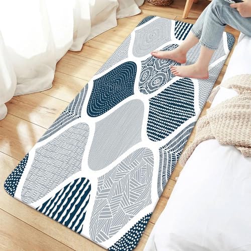 JAWO Blue and Grey Paisley Bath Mat - Image 3