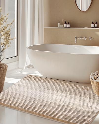 BSICPRO Large Chenille Bathroom Rugs, 24x43 Boho Bath Mats by BSICPRO