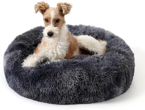 NOYAL Donut Dog Bed for Small Medium Pets, Plush Calming Faux Fur by Noyal
