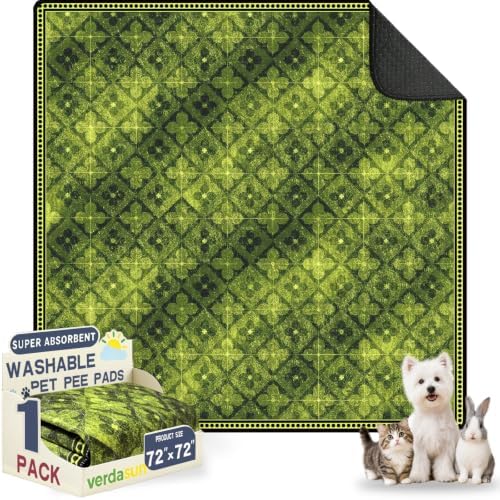 Washable Pee Pads for Dogs 72"x72" 2 Pack Reusable Puppy Potty Pad by Verdasun