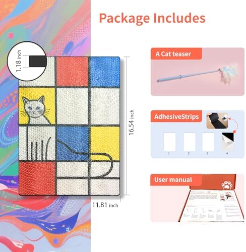 Art Cat Scratcher for Indoor Cats, Wall Mounted Cardboard Cat Scratcher - Image 5